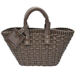 Balenciaga Shoulder Enamel Tan Beige Basket Bistro Gray Bag Handbag XS